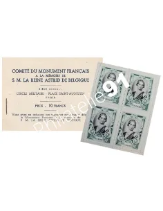 Carnet de vignette, reine astrid, collection vignette France