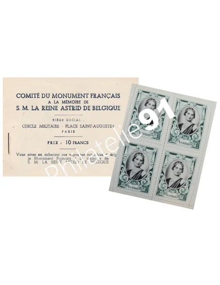 Carnet de vignette, reine astrid, collection vignette France