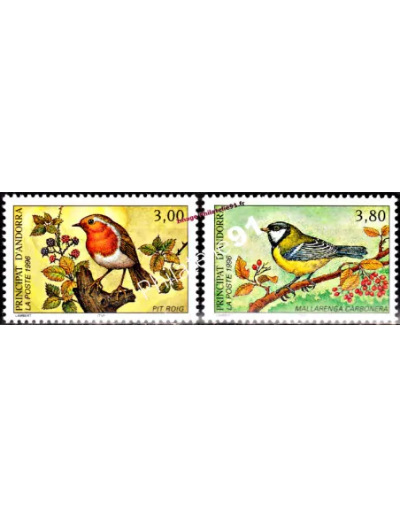 Timbres  d'Andorre Français n° 470 à 471 - Thématique Oiseaux