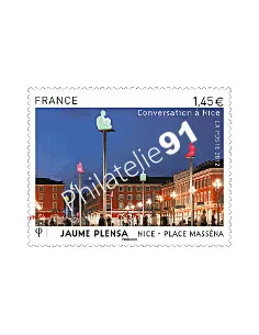 Timbre de France n° 4683 - Place Masséna, Nice : "Conversation à Nice" Jaume Plensa