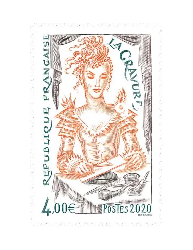 Timbre issu du Bloc BF 150, La Gravure, collection timbres France