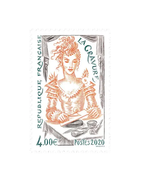 Timbre issu du Bloc BF 150, La Gravure, collection timbres France