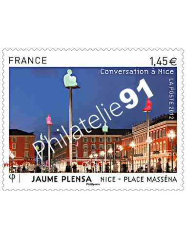 Timbre de France n° 4683 - Place Masséna, Nice : "Conversation à Nice" Jaume Plensa