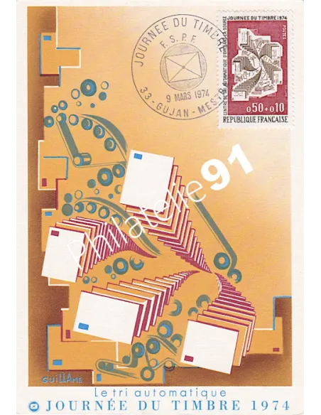 Carte postale, Journée du timbre 1974, Collection lettre France