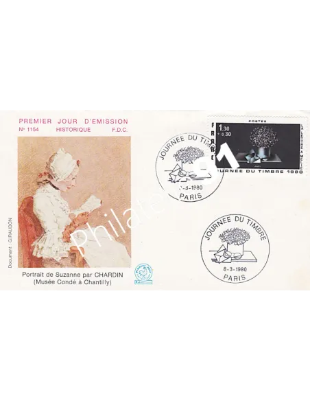 Lettre 1er Jour, Journée du timbre 1980, Collection lettre France