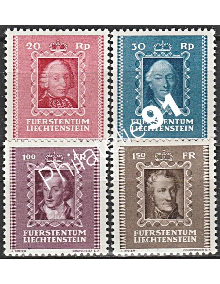 LIECHTENSTEIN n° 182 à 185, Collection timbres Europe