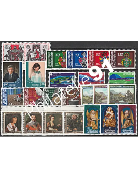 Liechtenstein, Année complète neuve 1982, Collection timbres Europe