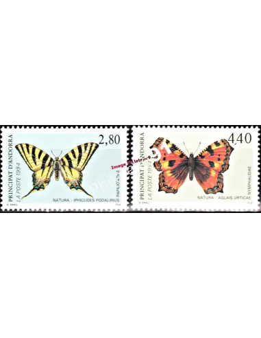 Timbres  d'Andorre Français n° 451 à 452 - Thématique PAPILLONS