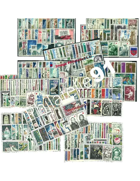 10 années complètes de France neuves de 1960 à 1964, timbres de France