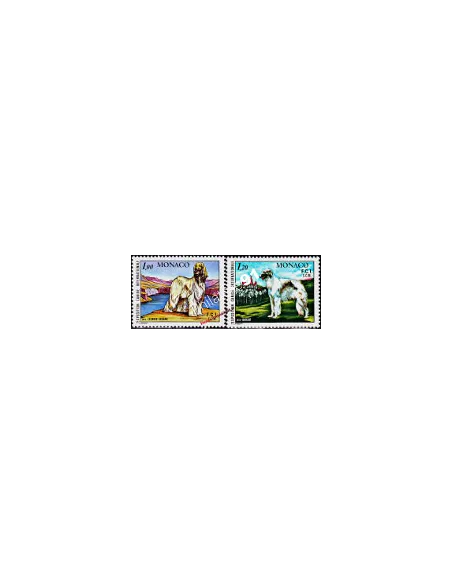 Timbres de MONACO n° 1163 et 1164 - Exposition canine internationale