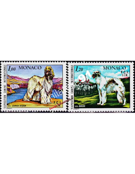 Timbres de MONACO n° 1163 et 1164 - Exposition canine internationale
