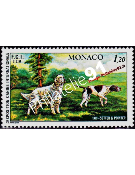 Timbre de MONACO n° 1208 - Setter et Pointer
