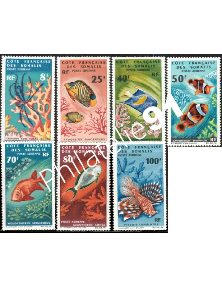 COTE DES SOMALIS, PA n° 49-55, faune, timbres des colonies françaises