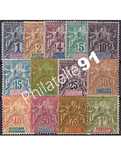 Guadeloupe n° 27 à 39, Collection timbres Colonies fraçaises