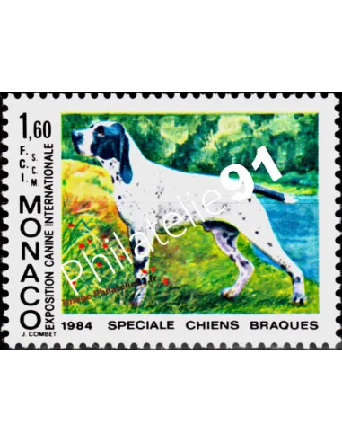 Timbre de MONACO n° 1425 - Exposition canine 'Spéciale Braques"