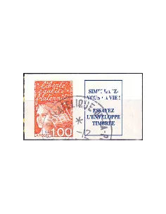 Timbre n° 3101a oblitéré, avec vignette, collection timbres France