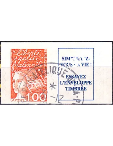 Timbre n° 3101a oblitéré, avec vignette, collection timbres France