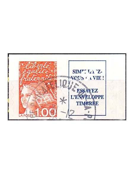 Timbre n° 3101a oblitéré, avec vignette, collection timbres France