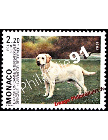 Timbre de MONACO n° 1813 - Labrador Retriever - Thématique : chien