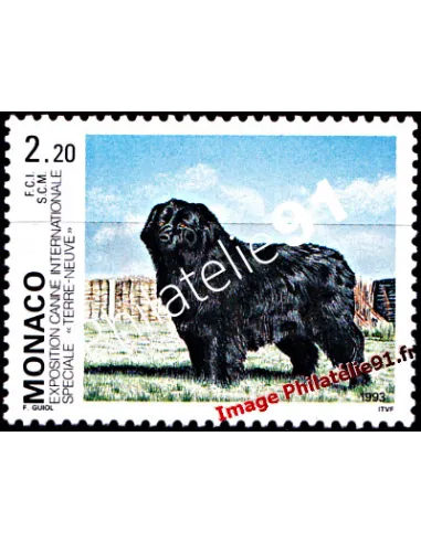 Timbre de MONACO n° 1872 - Exposition canine de Monte-Carlo - Terre-neuve