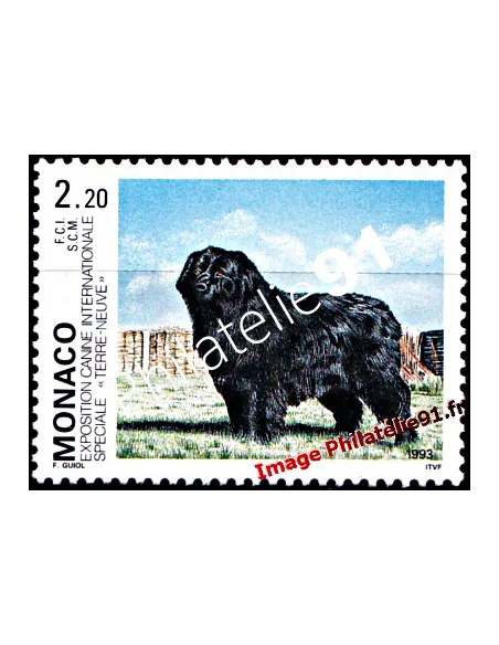 Timbre de MONACO n° 1872 - Exposition canine de Monte-Carlo - Terre-neuve