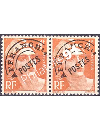 Variété sur timbre Préoblitéré n° 99, en Paire, collection timbres France
