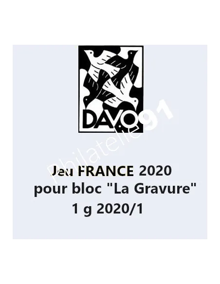 DAVO Jeu Luxe FRANCE 2020 pour bloc LA GRAVURE, matériel de philatélie