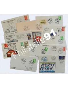 Tous Pays, Lot d'enveloppes avec oblitérations T.G.V., thèmatique Trains, collection timbres Thématiques