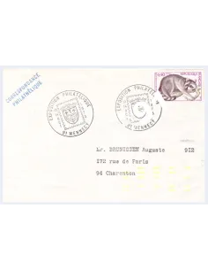 Timbre n° 1754 sur lettre avec marque-repère fluo, Collection lettre France