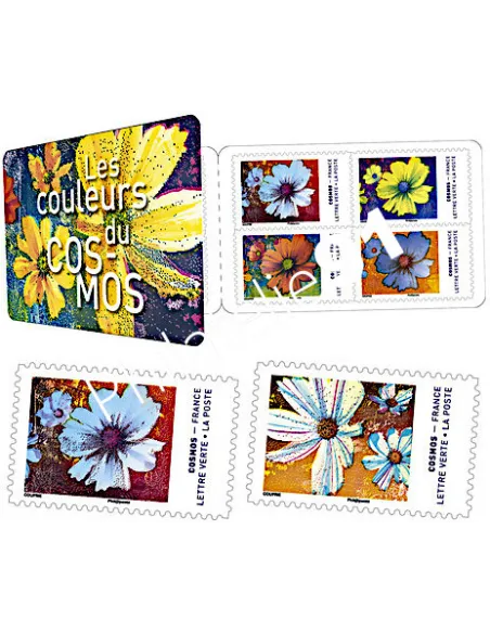 Carnet 1851, fleurs, les couleurs du cosmos, collection timbres France