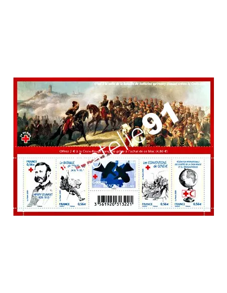 Feuille n° 4386 F, croix rouge, collection timbres France