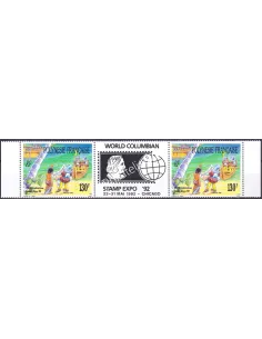POLYNESIE n°  409A, Paire, Collection timbres Dom-Tom