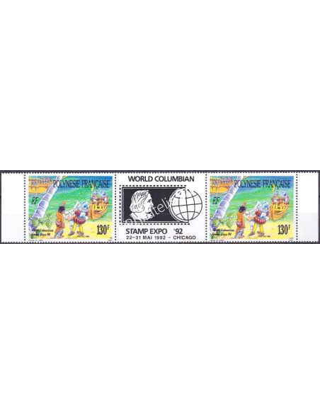 POLYNESIE n°  409A, Paire, Collection timbres Dom-Tom
