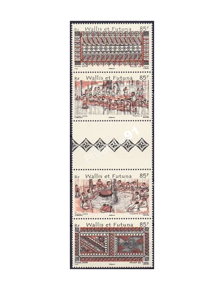 WALLIS ET FUTUNA,n° 668 à 671, Bande, collection timbres Dom-Tom
