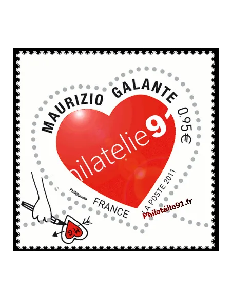 Timbre de France n° 4529 - Saint Valentin 2011 par Galante : "Grave tes initiales"