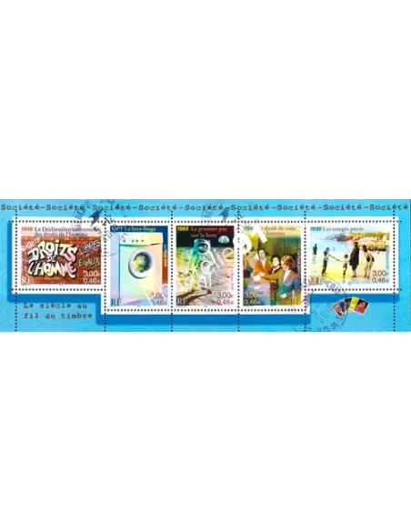 Timbres n° 3351 à 3355 oblitéré, Bande 3355A, Collection timbres France