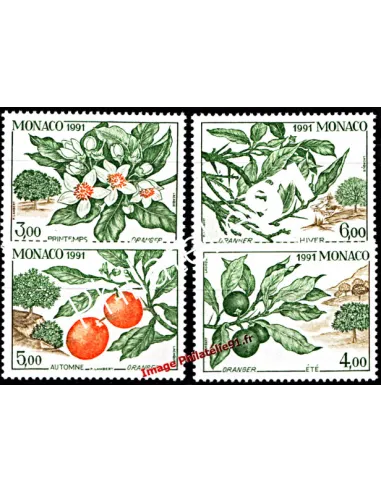 Timbres de MONACO n° 1790 à 1793 - Les quatre saisons de l'oranger