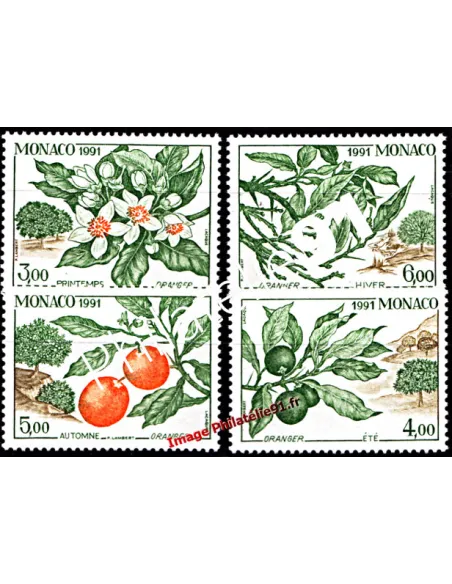 Timbres de MONACO n° 1790 à 1793 - Les quatre saisons de l'oranger