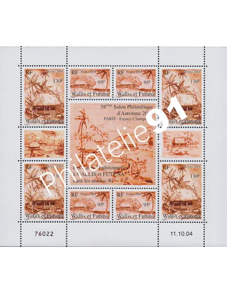 WALLIS ET FUTUNA -  BF n°   18 - 58ème Salon philatélique d'Automne 2004 - Les Cases traditionnelles
