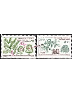 Timbres  d'Andorre Français n° 331 à 332. thématique: Arbres