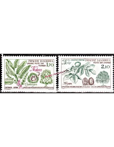 Timbres  d'Andorre Français n° 331 à 332. thématique: Arbres