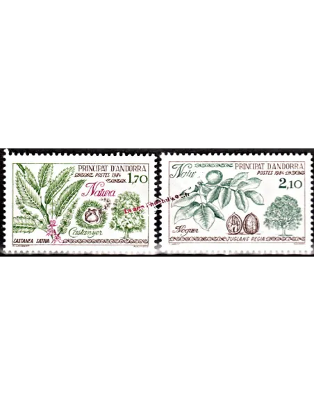 Timbres  d'Andorre Français n° 331 à 332. thématique: Arbres
