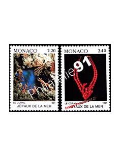 Timbres de MONACO n° 1974 et 1775 -Le corail - Exposition "Joyaux de la mer"
