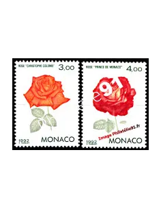 Timbres de MONACO n° 1839 - 1840 - "Genova '92" - Exposition philatélique - Roses