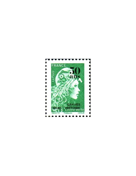 n° 5439 - timbre Marianne l’engagée surchargée « 50 ans gravés dans l’Histoire » (issu de la Feuille 5439)