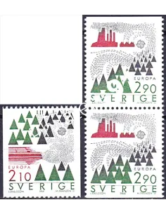 Suède, n° 1377, 1378 et 1378a, Europa 1986, collection timbres europe