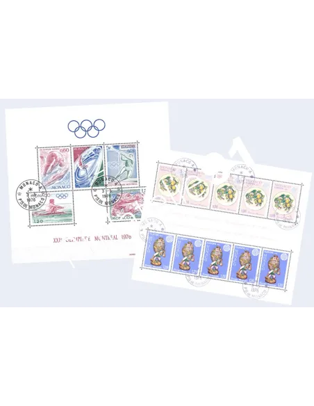 Lot de Blocs-Feuillets n° 11 et 12 oblitérés, timbres Monaco