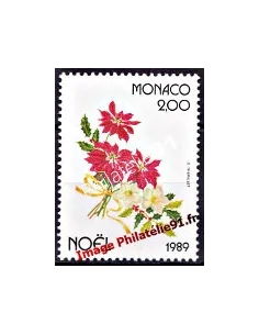 MONACO - n° 1701 - Noël - Poinsétia, houx et rose de Noël