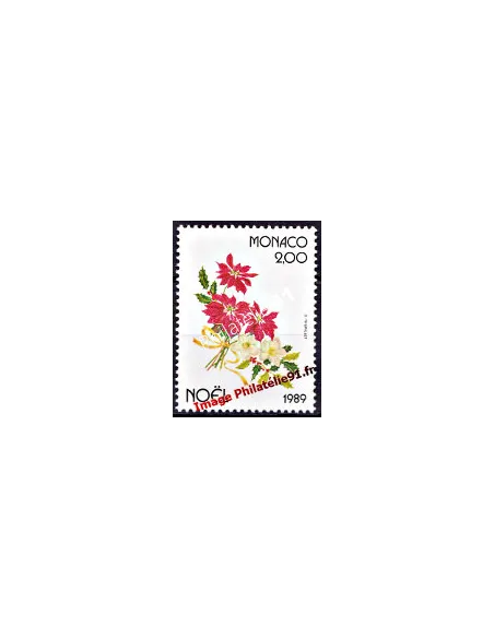 MONACO - n° 1701 - Noël - Poinsétia, houx et rose de Noël