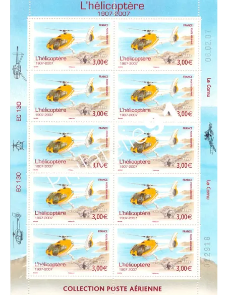 Feuille n° F70a, Poste Aérienne,Hélicoptère, collection timbres France